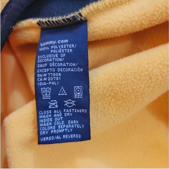 Vintage 90s Y2K Tommy Hilfiger Cold Stop Performance Fleece Jacket in Yellow XXL - Picture 8 of 10
